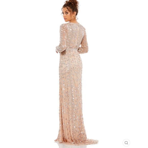 Mac Duggal 5002 Womens EMBELLISHED FRONT SLIT LONG SLEEVE GOWN - Picture 6 of 16